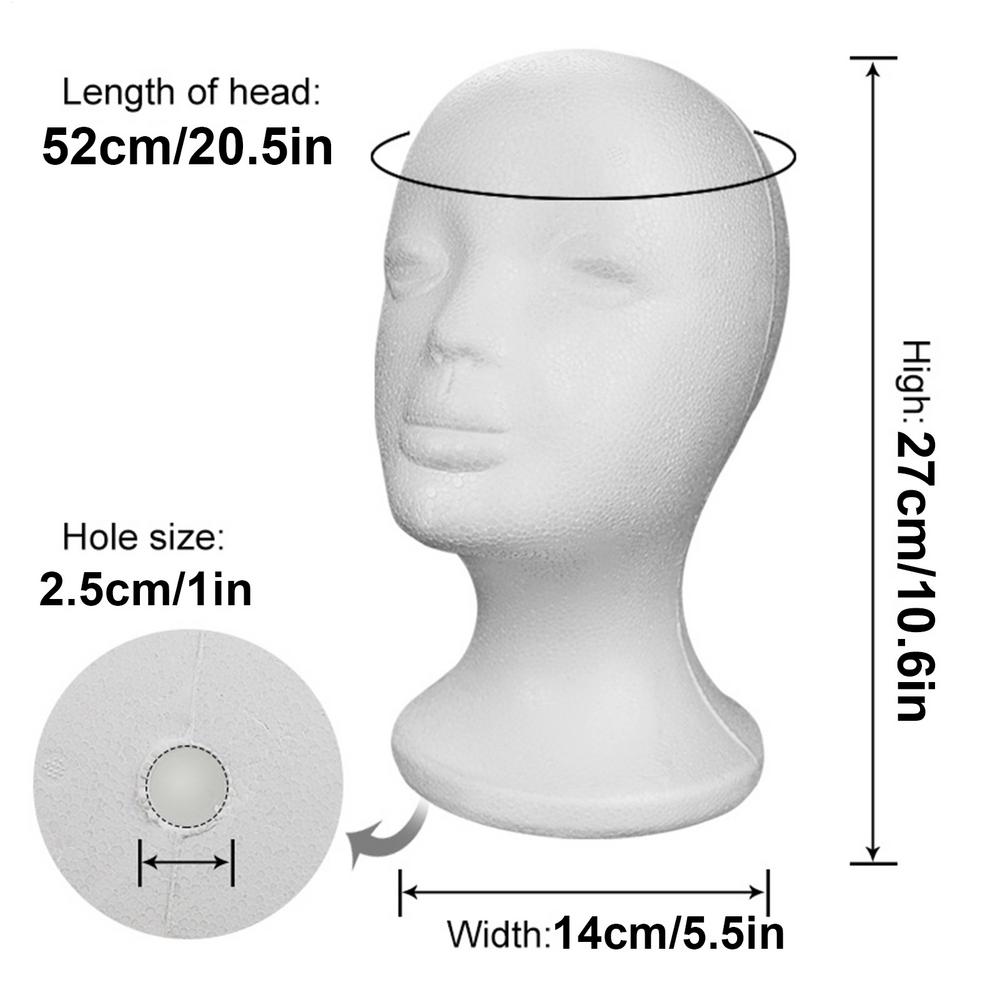 

Foam Mannequin Head Female Model Display Stand Wigs Hats Jewelry Glasses Holder Salon Shop Barber Foam Head белый