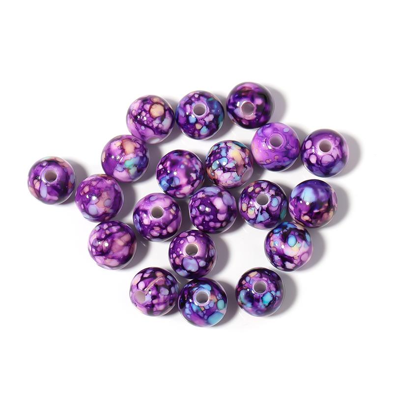 50-100pcs 8/10/12mm Crackle Acrylic Beads Colorful Round Loose Spacer Beads For DIY Jewelry Making Bracelet Necklace Accessories