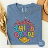 Hello Third Grade Tee, Cute First Day of School Shirt, 3rd Grade Teacher Gift, Colorful Back To School Tshirt, Grade Level Crew Gift