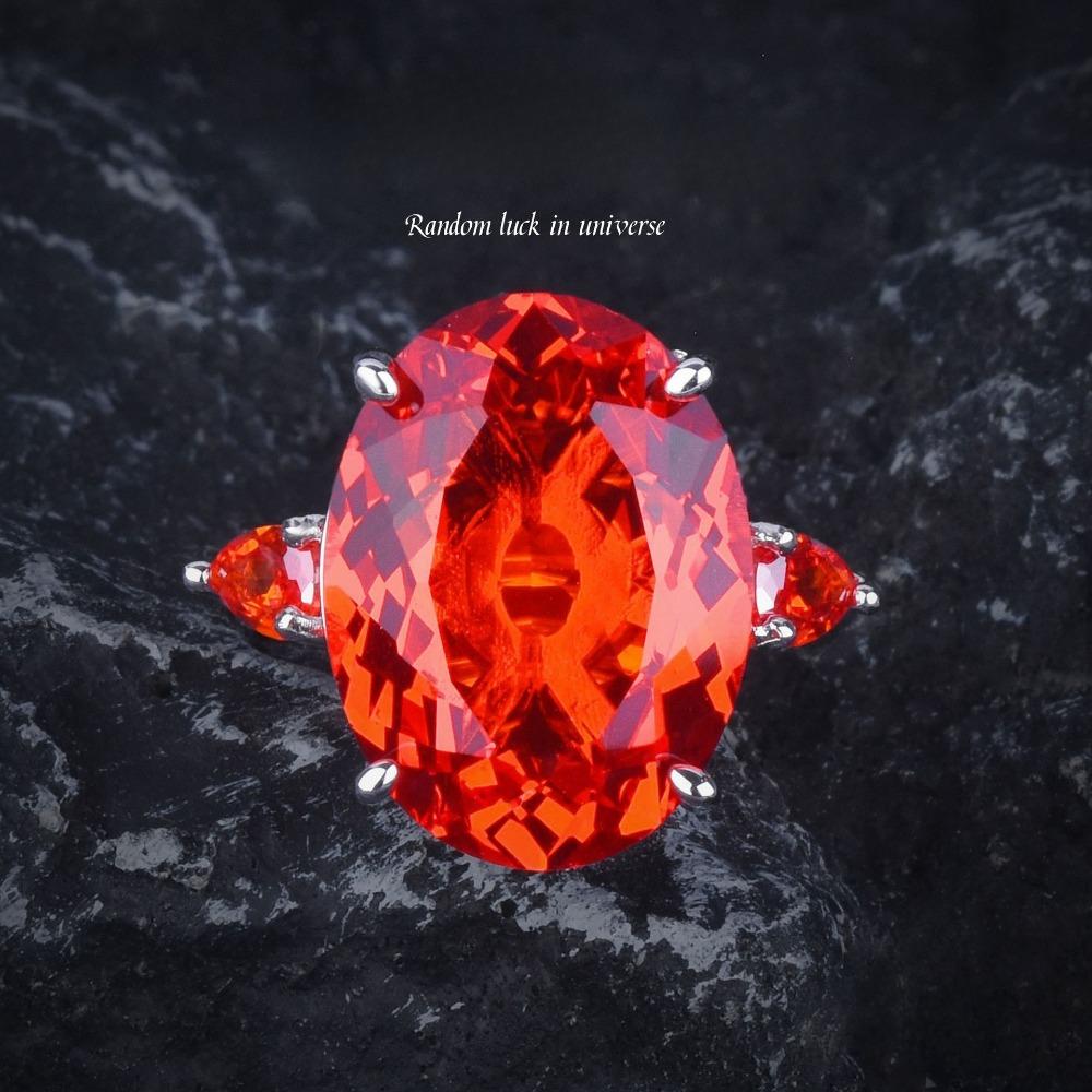 Elegant Fanta Padparadscha Full Diamond Bridal Jewelry Set Necklace Earrings Ring For Wedding