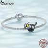 BAMOER 925 Sterling Silver Moon & Cat Charms Fit for Women Original Bracelet & Bangle Cute Black Gold Plated Cat Beads