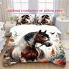3pcs Floral Horse Printed Duvet Cover Set (1 Duvet Cover + 2 Pillowcases, No Core) - Soft, Comfortable, And Breathable Bedroom