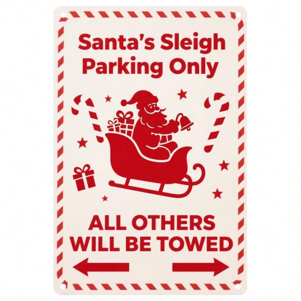 

Vintage Santa Claus Sleigh Metal Poster, Christmas Wall Decor for Home Bar