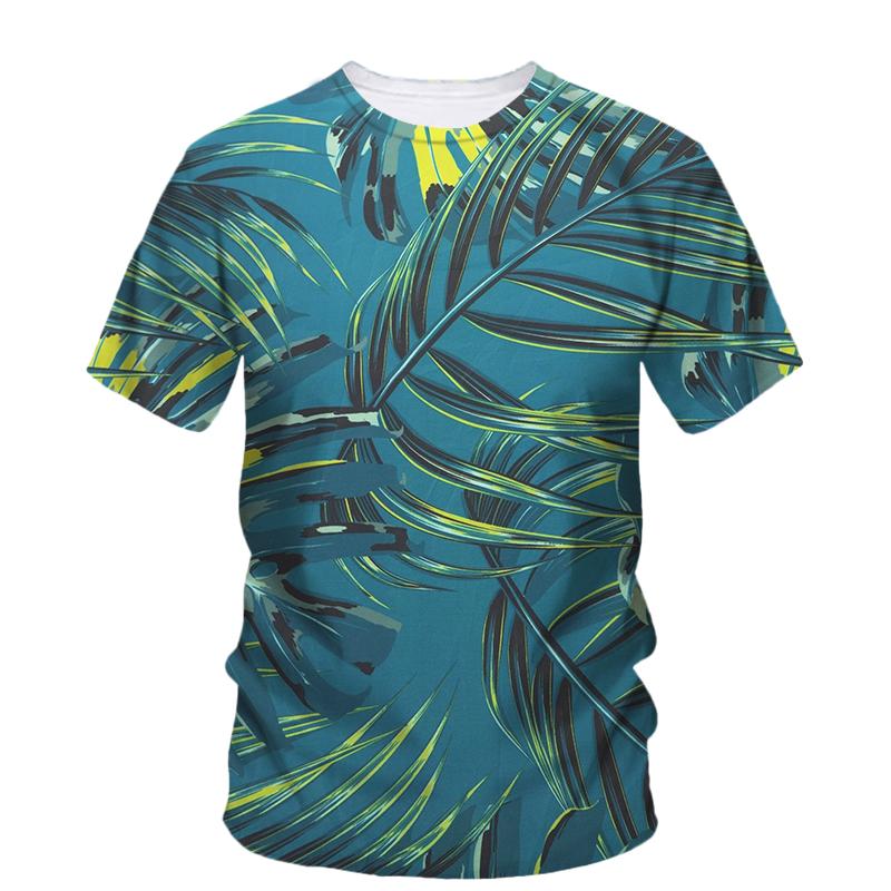 Summer Originality Plant Leaves Graphic T-shirts Trend Casual Personality Fun Printed O-neck Short Sleeve Men's T-shirts