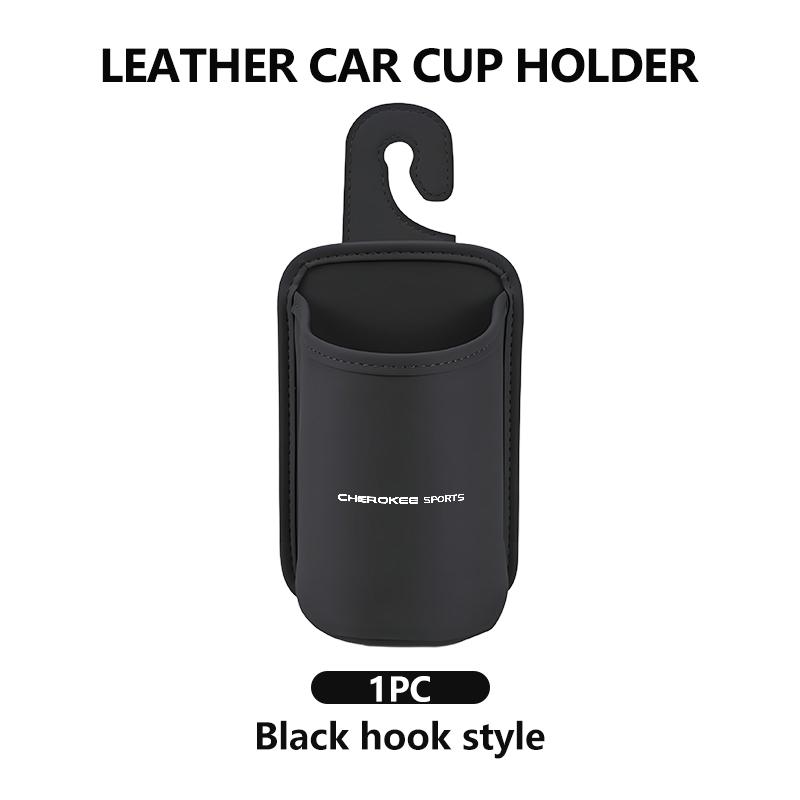 Leather Car Door Cup Holder Organizer Storage Bin Drink Rack Auto Cup Holder For Jeep Wrangler-JK Liberty JL Cherokee Patriot