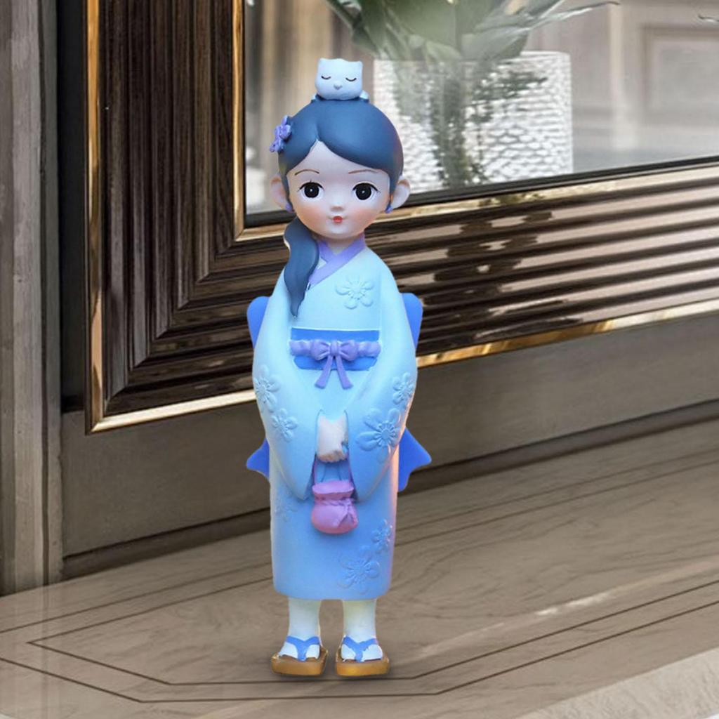 Pryskyřičná soška Asijská figurka Kabuki Japonské kimono Gejša panenka Miniaturní socha pro vitrínu Domácí vitrína Dárky na párty