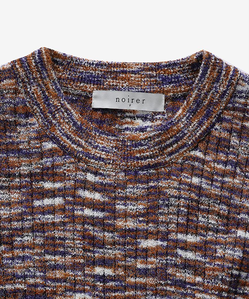 NOIRER FOR WOMAN Multi-Color Ribbed Crop Knit (Multi-Navy)