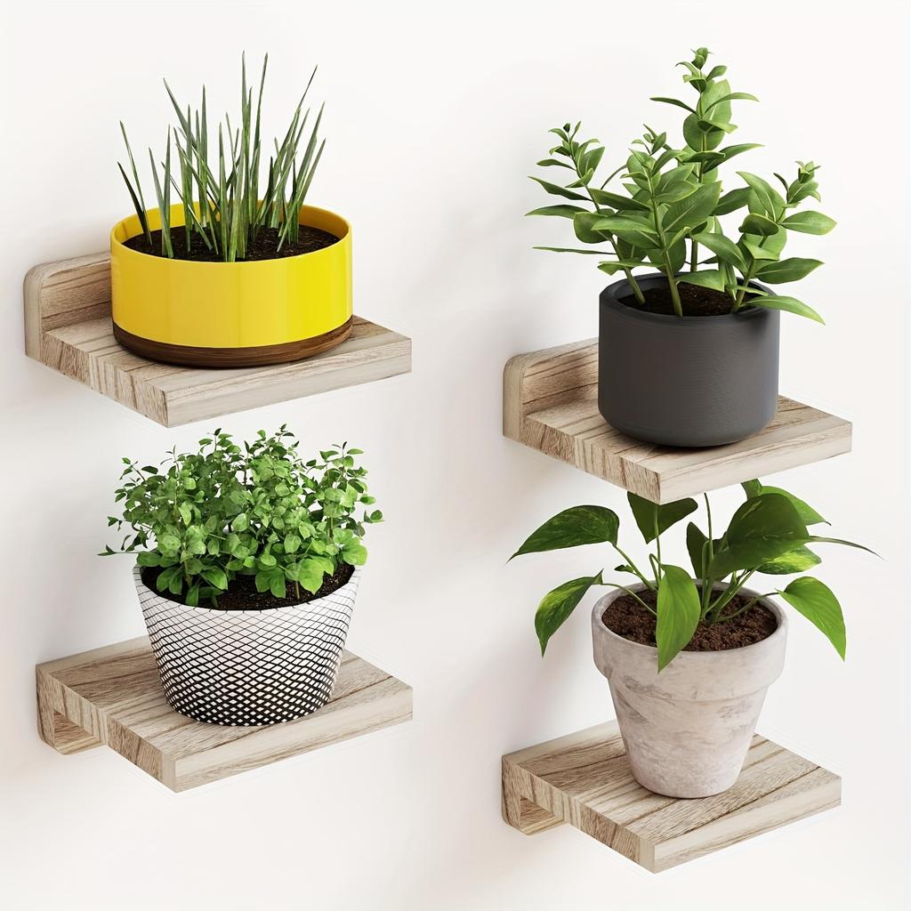 Confezione da 4 Mensole Galleggianti in Legno Rustico, 12,7x12,7 cm Storage a Parete, Stile Rustico per Camera da Letto, Soggiorno, Cucina, Bagno