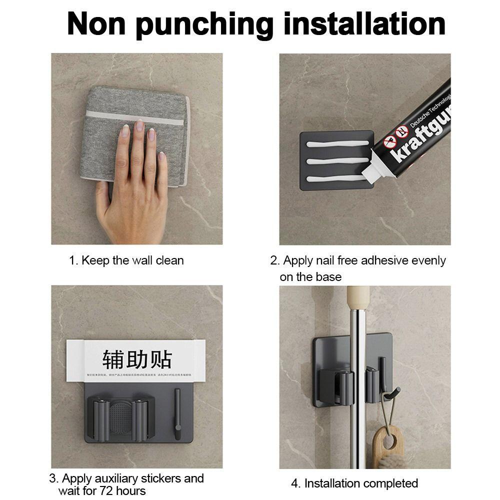 Waterproof Broom Rack 304 Stainless Steel Broom Hanger Multi-Purpose Mop Storage Rack  Household