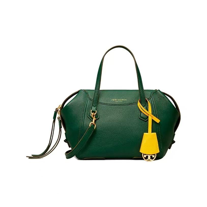 

Tory Burch Tb Perry Series Brand Logo Leather Shoulder Crossbody Tote Bag Women Handbags Dark-Green 61169-304 Basic Set (Bag+Dust Bag)