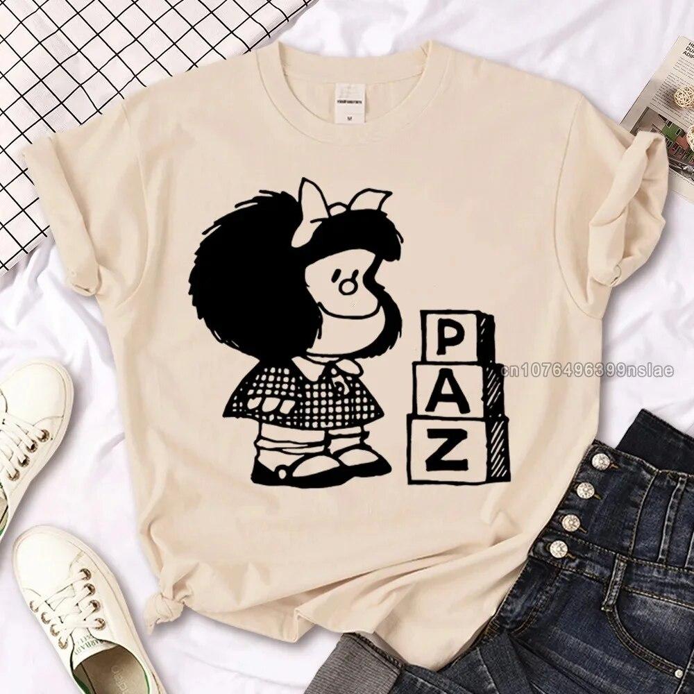 Mafalda Cotton T-shirt Women Summer Harajuku Casual Clothing Short Sleeve T Shirts Streetwear Anime Tops Tee 90s Cartoon Tshirt Unisex