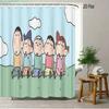 Crayon Shin-Chan Flame Ninja Z Themed 2D Print Waterproof Shower Curtain, Flying Shin-Chan With Family & Shiro Colorful Cityscap
