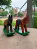 Hand Carved Wooden Rocking Horse Set: Home Decor Tabletop Display