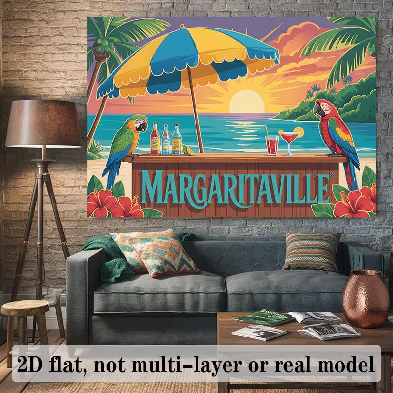 2D Margaritaville Print Party Backdrop for Summer & Tropical Celebrations