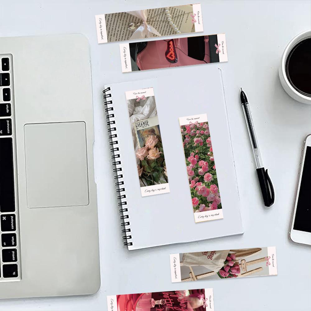 30PCS Pink Bell Ringing Design Reading Bookmarks Paper Cartoon Stationery Laptop Luggage Living Gifts Room Decoration Bookmark