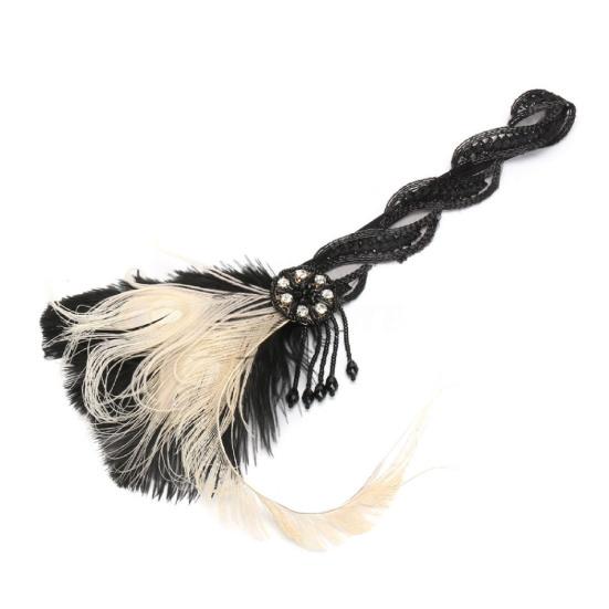 Hairhoop Tassel Design Bridal Headwear Feather Feather Rhinestone Headband for Women