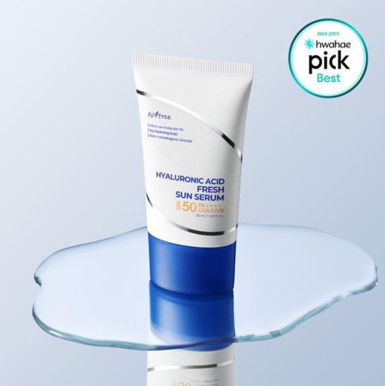 ISNTREE Sérum Solaire Frais à l'Acide Hyaluronique SPF50+ 50ml – Crème Solaire Coréenne Hydratante et Légère