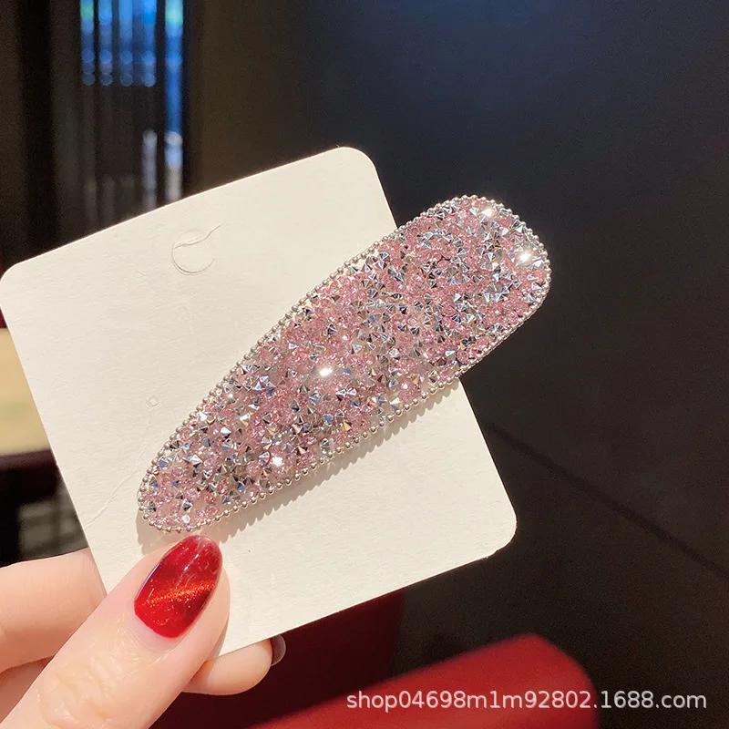 Koreanische Mode Strass Anstecknadel Tropfen Quadrat Einfache Glitzer Haarspangen Pony Haarorganizer Clips Damen Haarschmuck