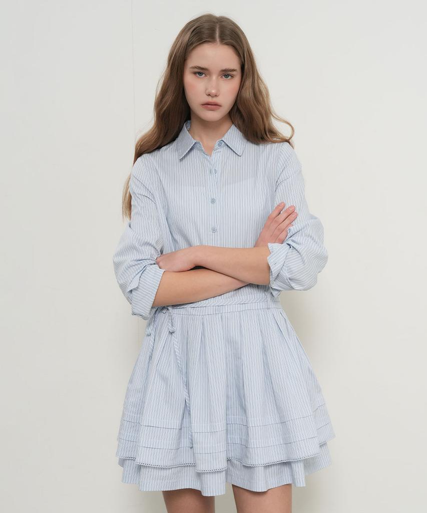 GENERALIDEA Pleated Shirt Dress [Stripe] / Gf1Lop504
