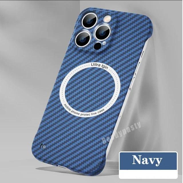 

Роскошный чехол Frameles из углеродного волокна для iPhone 15 13 12 11 14 Pro Max, ультратонкий чехол для Magsafe, магнитный беспроводной чехол для зарядки, чехол