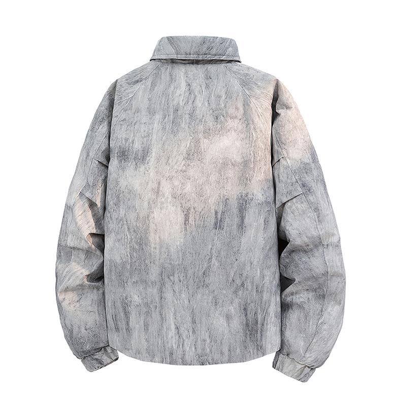 Men's Retro Leather Down Jacket with Lapel - Loose Fit, Solid Color, Plus Size, Trendy Style