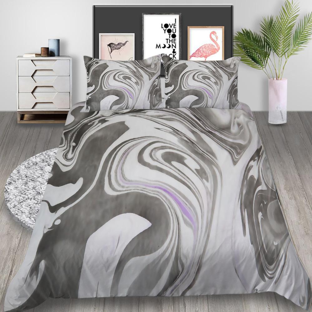 Source Factory Quilt Cover Pillowcase Two Or Three-Piece Set Marble 3D Digital Printing Polyester Fabric