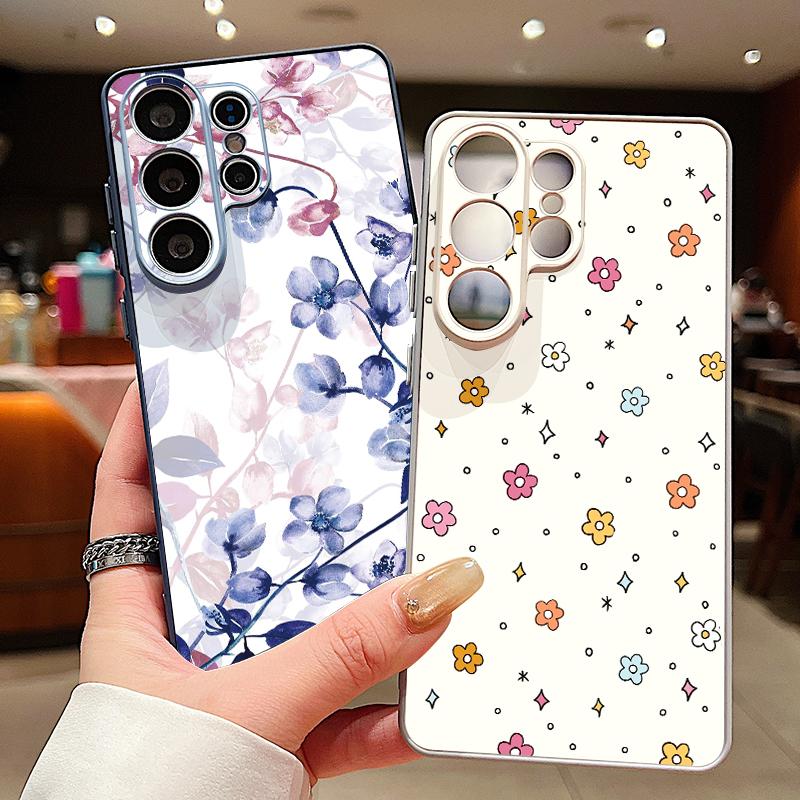 Ölgemälde Blumenmuster Magnetische Hülle Für Samsung S26 Ultra S25 Edge S24 FE S23 S22 Plus A54 A15 A35 A55 A16 A36 A56 A17 A37 A57 5G Mattes Cover