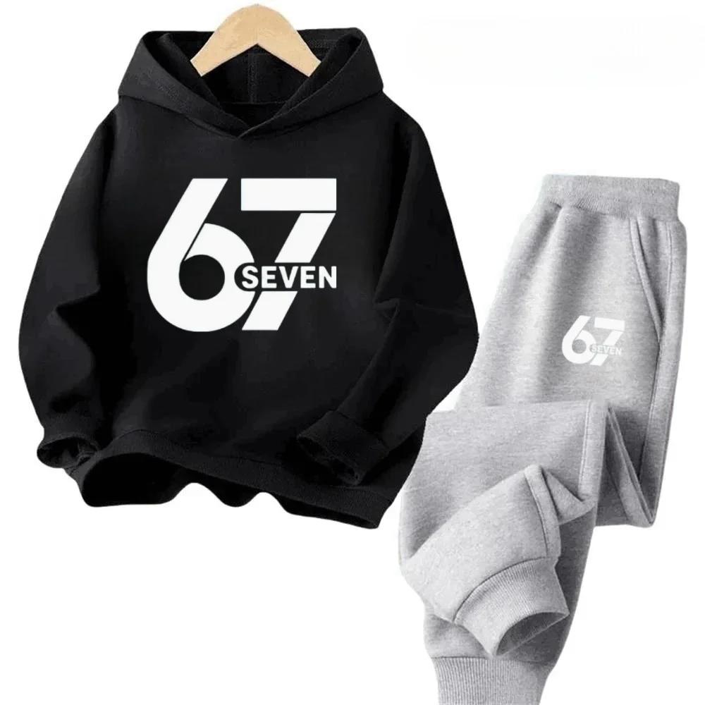 Viral 67 Numble Happy Kids Outfit 4-13Y Casual Fashion Spotts Children Hoodies Set Comfortable Boy Girl Sweatshirt Set Pant Suit