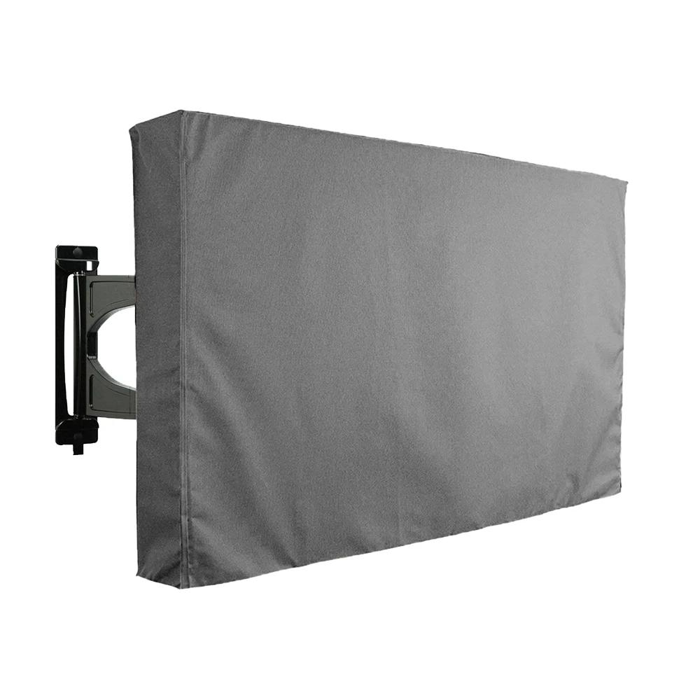 1pc Black Waterproof TV Cover for Outdoor Use - Durable Fabric, Drawstring Closure, Compatible with Most Mounts and Stands