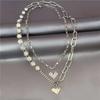 New Women's Neck Chain Collarbone Chain Design Double-layer Love Inlaid Rhinestone Necklace