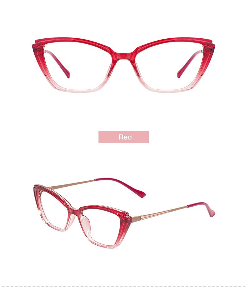 

TR90 Transparent Colorful Cat Eye Full Rim Lightweight Women Eyeglasses Frame With Spring Hinge For Optical Prescription Lenses красный