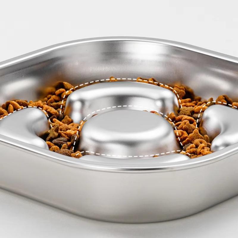 Stainless Steel Slow Feeder Dog Bowl Maze Design Prevents Fast Eating Bloat Pet Dish Cat Bowl
