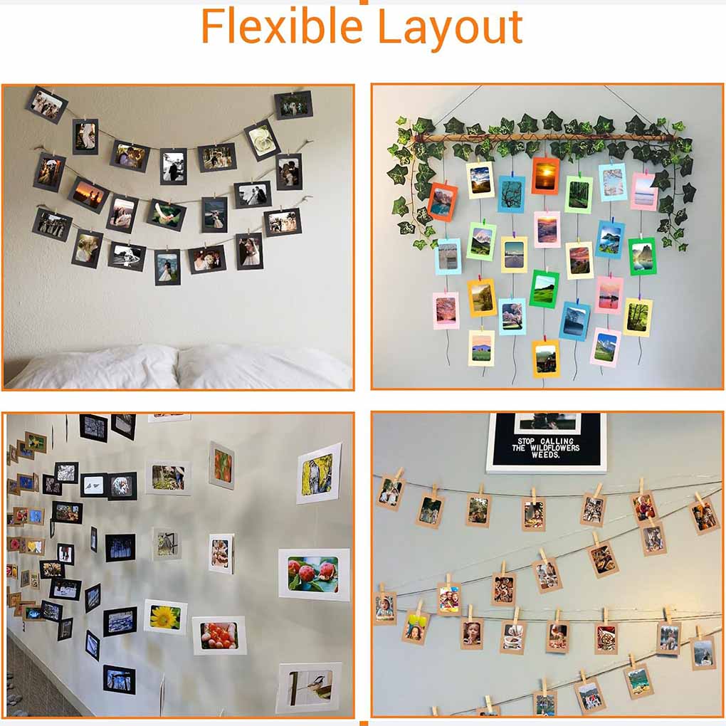 40pcs Curtain Line with Clip, Photo Photo Hanging Wall Decoration, Paper Frame, Rope, Frame Home, Wedding, School