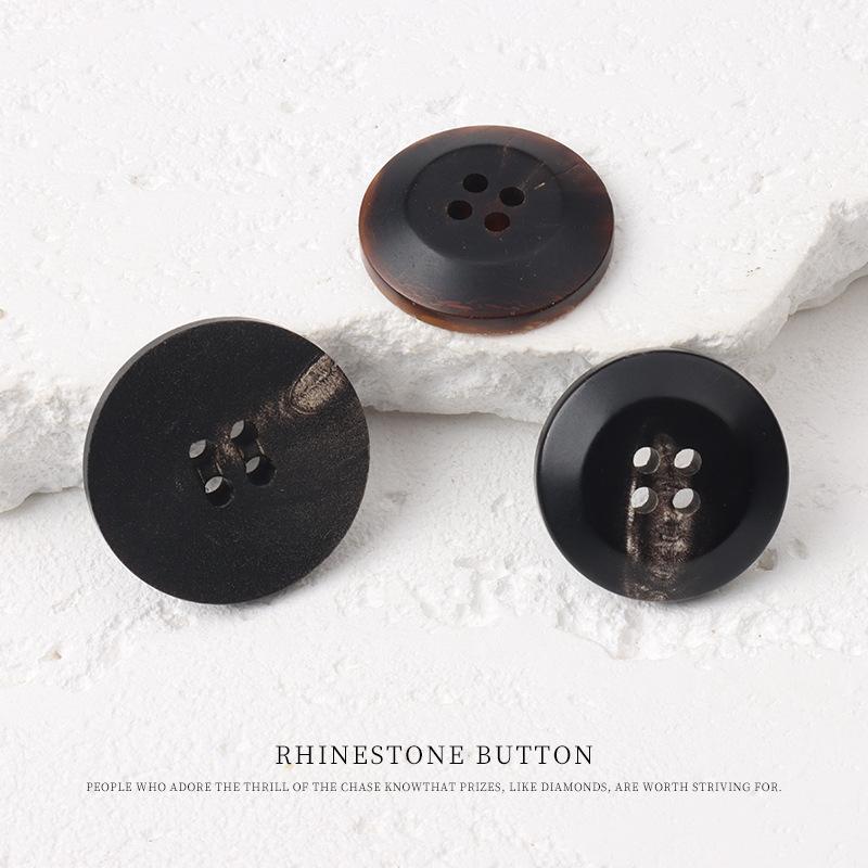 5pcs High-End Matte Surface Horn Buttons Blazer Sweater Four-Eye Buttons Versatile Coat Trench Coat Buttons