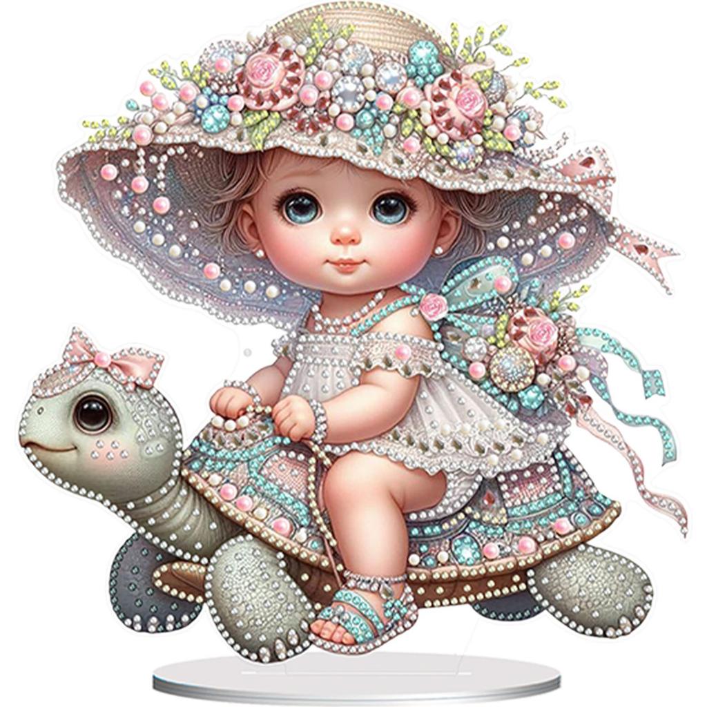 Acrylic 2D Flat DIY Diamond Painting Desktop Ornaments Kit Diamond Painting Desktop Decorations for Home Office Desktop Decor