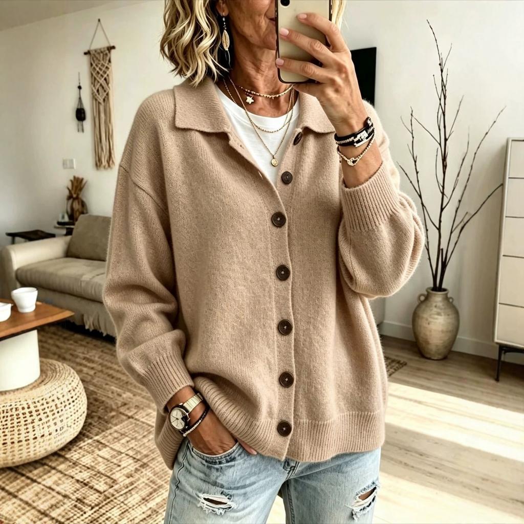 Dames gebreide vest trui met knopen aan de voorkant en reverskraag, Kleur Casual Herfst Winter