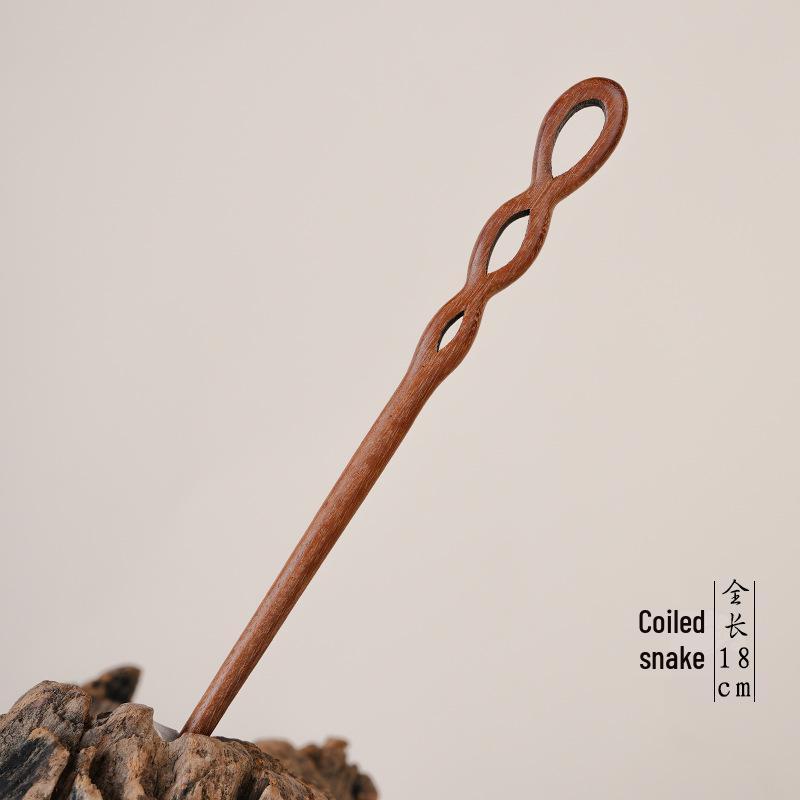 High-End Natural Ebony Wood Hairpin - Extended Chinese Ancient Style Black Hair Bun Accessory