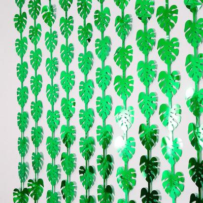 Hawaiian Decorative Rainsilk Curtain Forest Theme Party Turtle Back Leaf Door Curtain Leaf Rainsilk Curtain