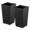 Tall Planters Set of 2, 550 mm Large Outdoor Taper Planters for Outdoor Indoor Plants, Front Porch Plastic Modern Flower Pots with Casters, Inner Pot