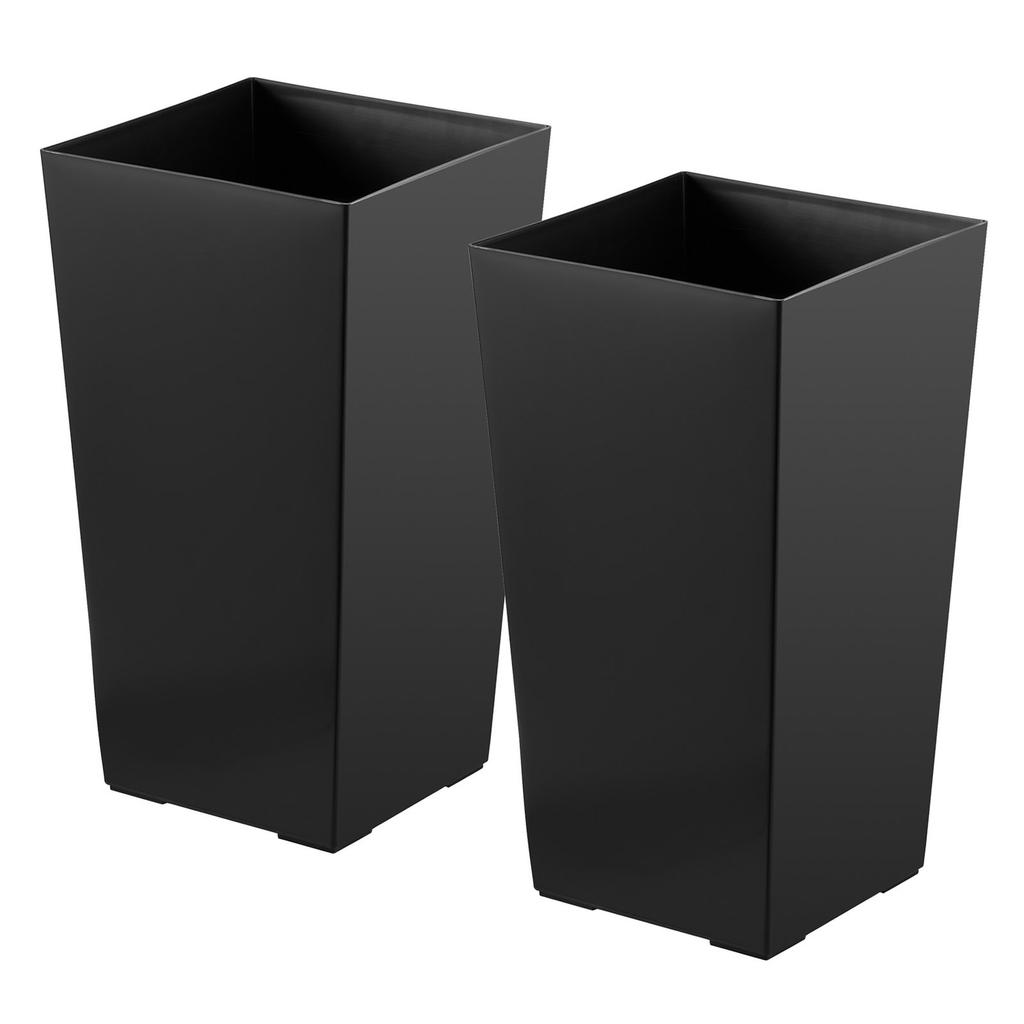 Tall Planters Set of 2, 550 mm Large Outdoor Taper Planters for Outdoor Indoor Plants, Front Porch Plastic Modern Flower Pots with Casters, Inner Pot