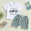 Sommerkleidung für Kleinkinder, Jungen, niedlicher Briefdruck, kurzärmeliges T-Shirt, Tops und Shorts mit Kordelzug, Spielkleidung, Outfits