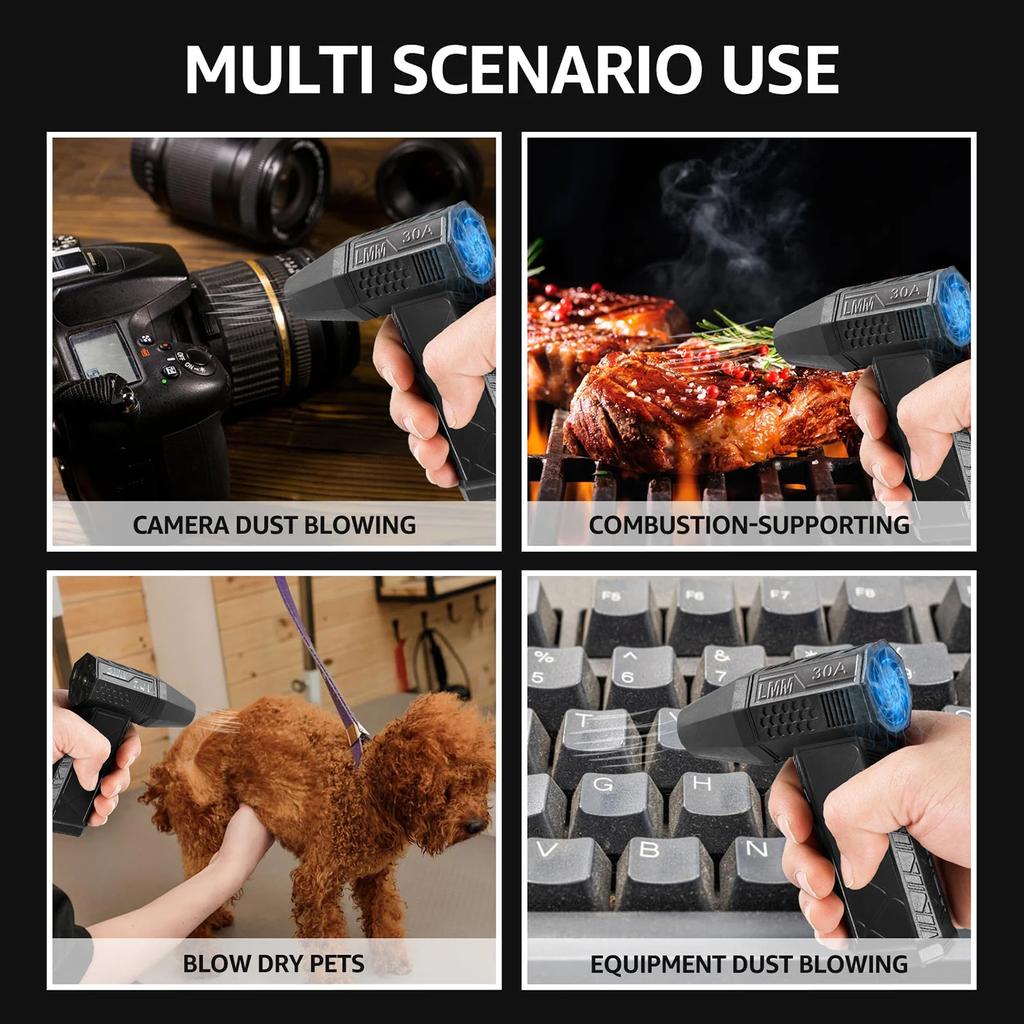 Rechargeable Violent Blower 130000 RPM Brushless Motor Portable Mini Turbo Jet Fan 52m/s Electric Air Duster Industrial Duct Fan