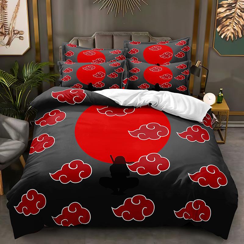 Naruto Bedding Suit Quilt Cover 3D Printed Bedroom Bed Cover Bedclothes 2/3pcs Anime Cartoon Room Decoration Xmas Gift
