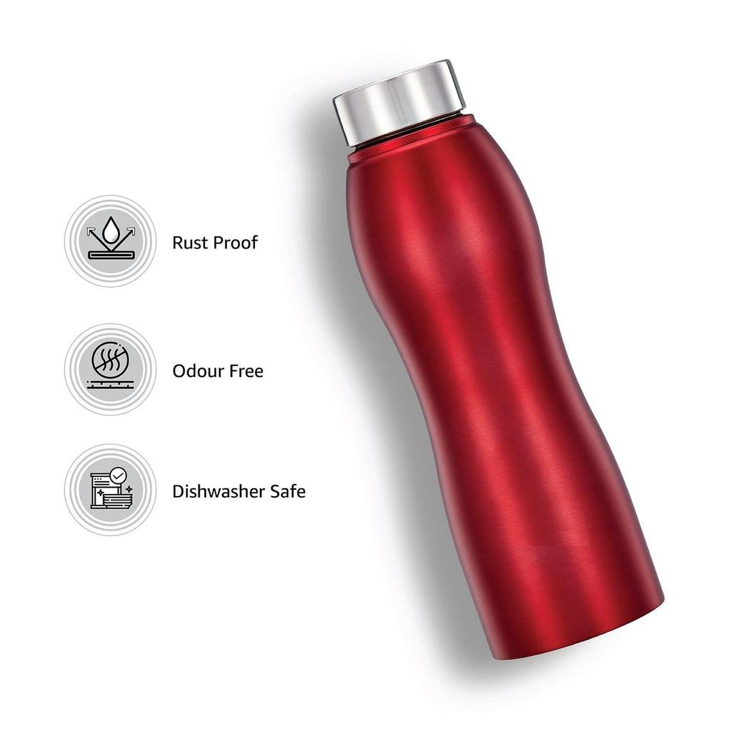  Bouteilles d'eau en acier inoxydable | Lot de 2 | Anti-fuite | Ergonomique | Compatible réfrigérateur, congélateur et lave-vaisselle | 1 L | Rouge, Bleu