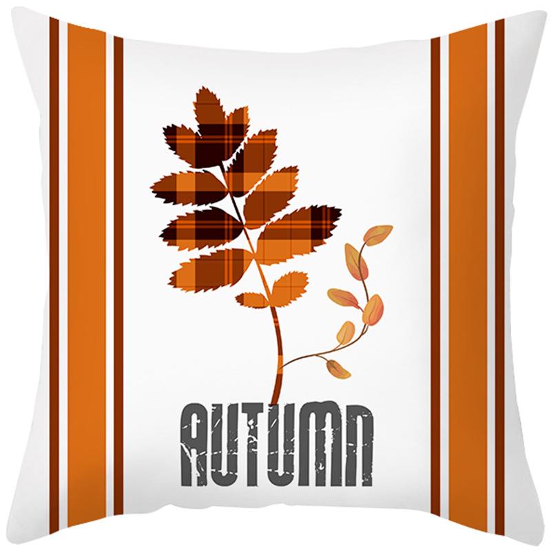 New Style Pillow Cover Autumn Maple Leaf Sofa Cushion Home Supplies Peach Skin Cushion Cover