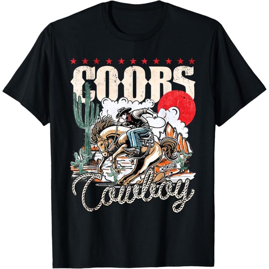 HYETYDV Ковбои Коорс Винтажная Лошадь для Верховой Езды Западные Пустыни Кактус Футболка S