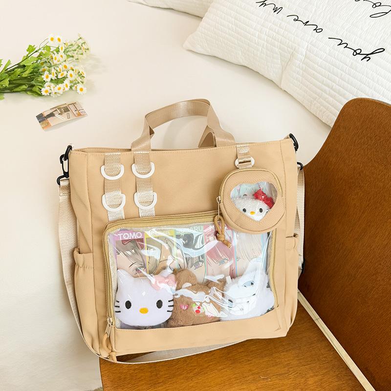 Large Capacity Clutter Bag Transparent Nylon Shoulder Bag Women's Tote Bag
