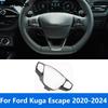 For Ford Kuga Escape     2024 Carbon Fiber Steering Wheel Cover Molding Trim Interior Accessories Car Styling