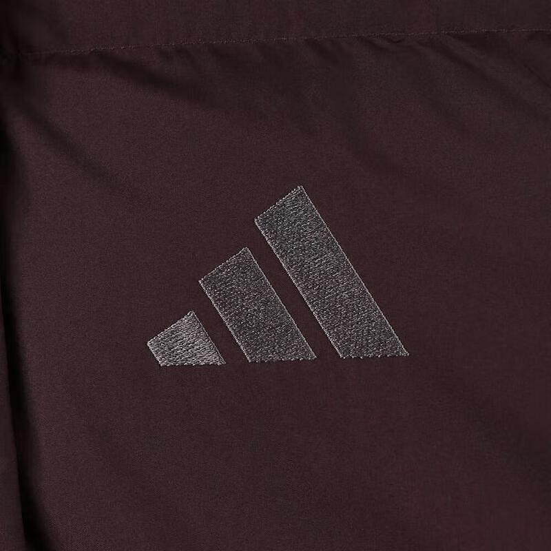 Adidas FW24 Brand Logo Windproof Warm Long Down Jacket Women Outerwear Burgundy JV6198