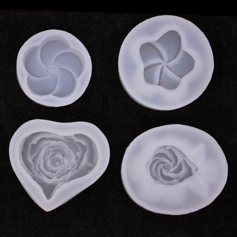 Matriță de silicon cu plumeria și gardenie pentru lumânări, aromaterapie și decorațiuni din ipsos